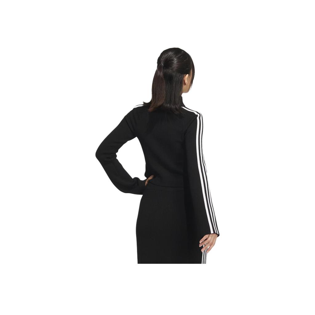 Adidas Originals Premium Knit Turtleneck Sweater With Three Stripes Women Tops Black JI7058