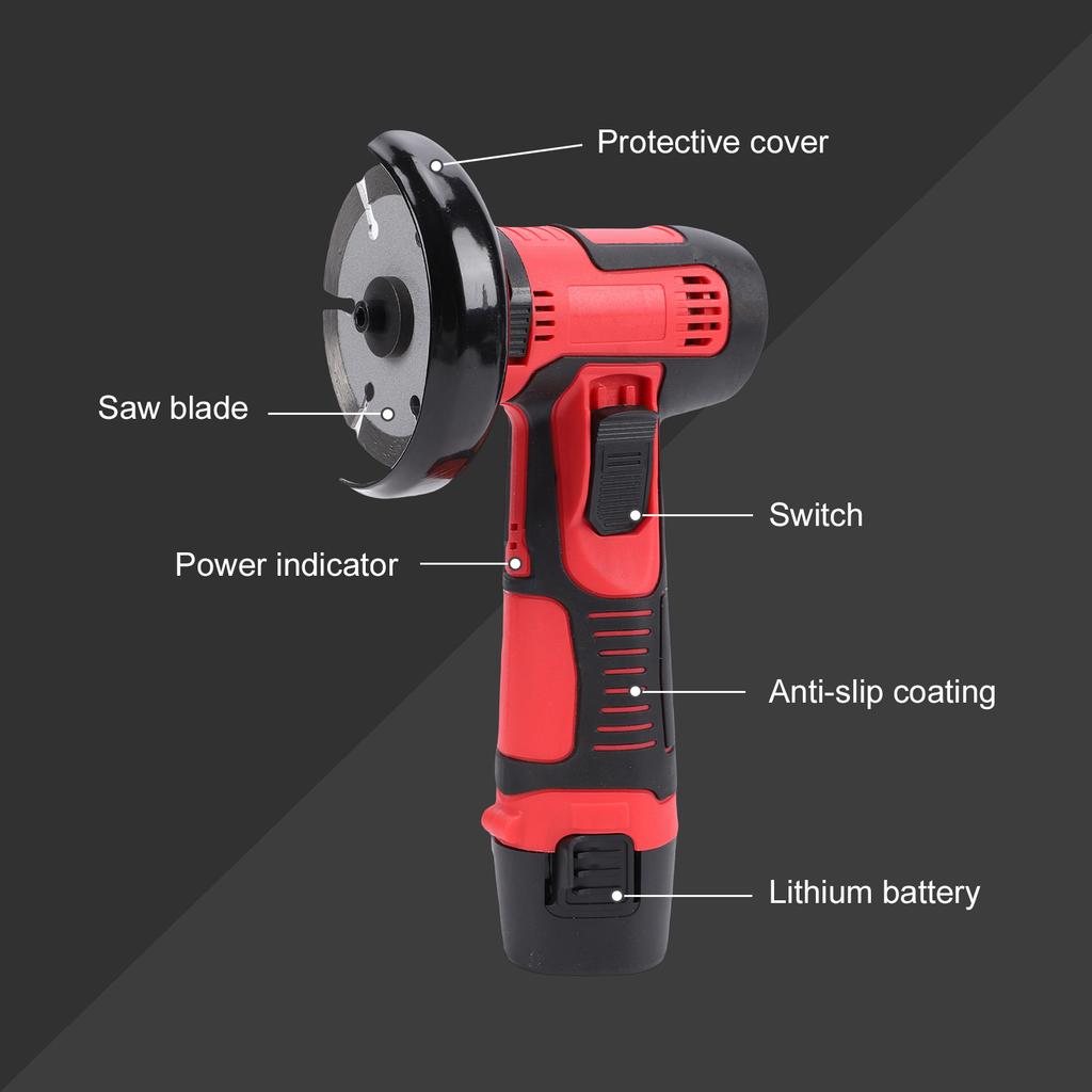 Cordless Brush Angle Grinder Kit 19500rpm Mini Electric Angle Grinding Tool with 2pcs 3900mAh Batteries and 10pcs