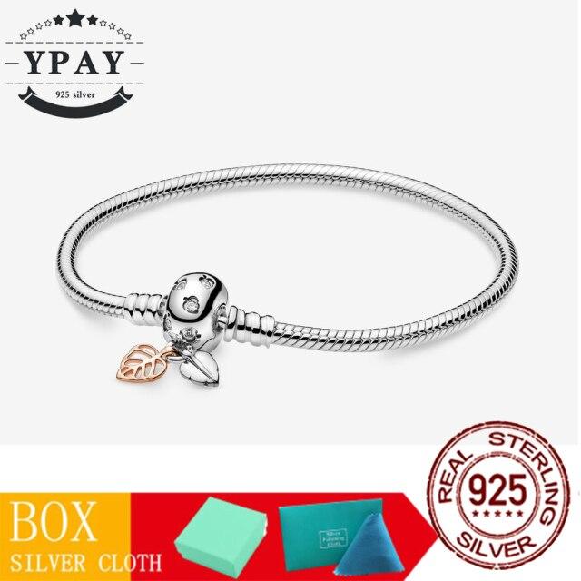 100 %Original Sterling Color Fashionable Jewelry Snake Chain Wrist Bracelet Women Shining Crown O Fit Charm Beads Clips Trendy Present