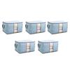 5Pcs Clothing Folding Storage Bag Dustproof Quilt Organizer Non Woven Fabric Large Size Blue