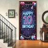 10th Birthday Door Cover Neon Party Decoration Colorful Balloon Gift Banner for Kids Teen Celebration Entrance Boys Girls Photo Booth Backdrop