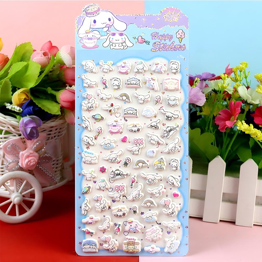 4Pcs Kawaii Cinnamoroll Bubble Stickers 3D Decoration Decals Cute Cartoon Reward Puffy Sticker Stationery Supplies Toys Gifts