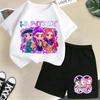 Moda Informal Estampado 3D Infantil Ola Coreana Cazador de Demonios Película Dibujos Animados Niños y Niñas Conjunto de Manga Corta