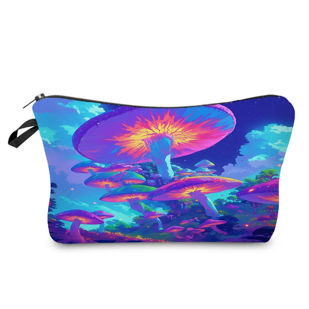 Women Mushroom Print Cosmetic Bag Toiletries Organize Travel Storage Case 6411 CLE