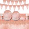2Pcs Pink Rose Golden Birthday Party Tablecloths Rose Gold Sequin Plastic Table Cover, Pink Rose Gold Birthday Party Supplies Decorations for Girls