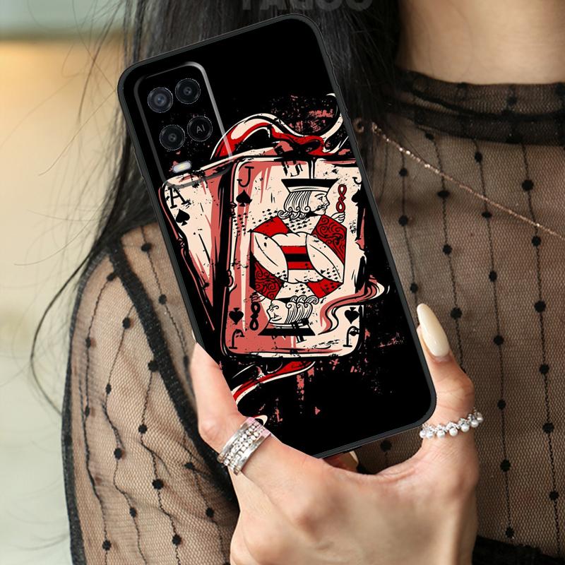 Ace of Spades Poker Case For Oppo A16 A76 A96 A17 A18 A60 A80 A40 A38 A58 A78 A98 A94 A74 A54 A15 A57 A77 A5 Pro