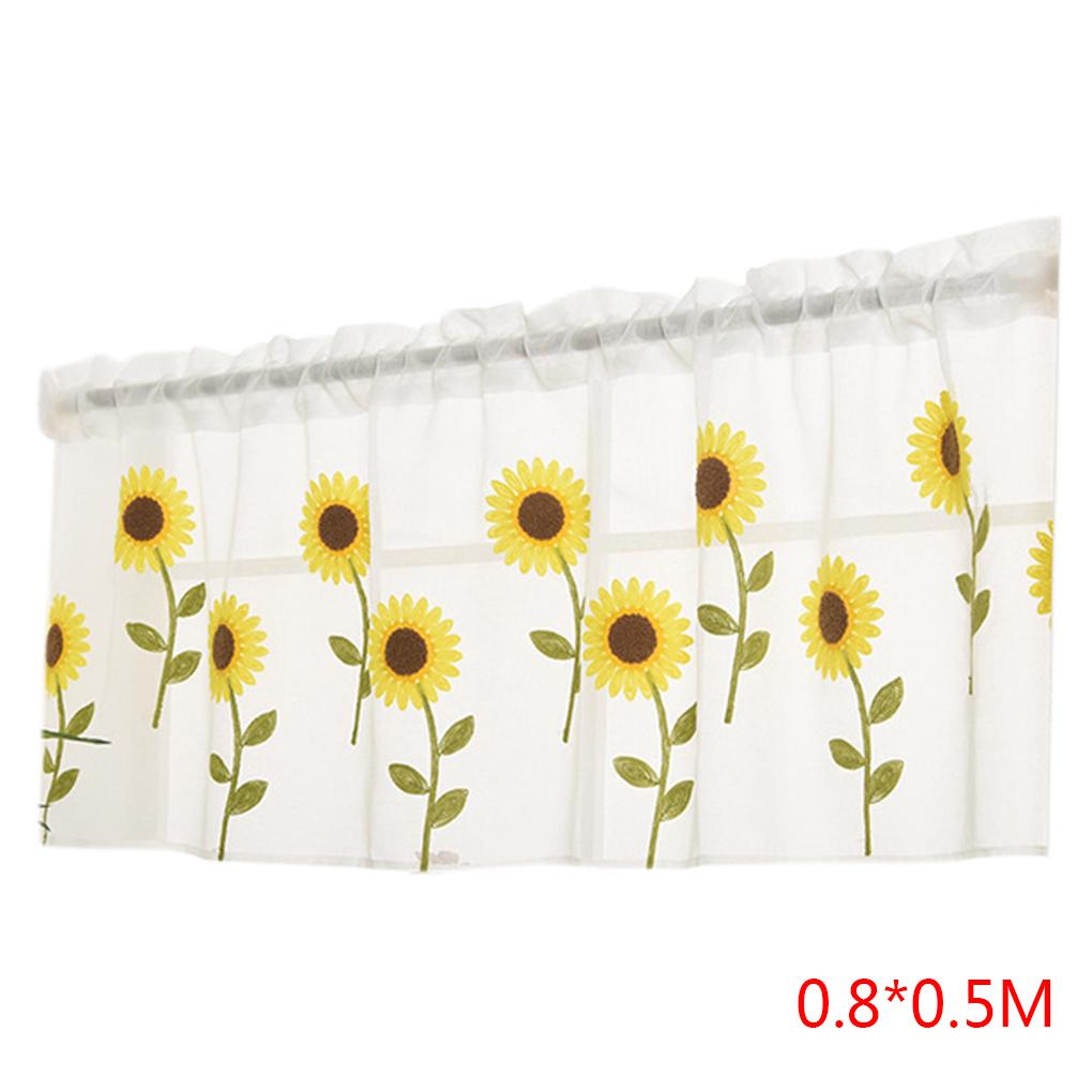 Sunflower Half Curtains Decorative Polyester Living Room Drape Valance Balcony Drapes Screening Home Decoration 0.8x0.5m