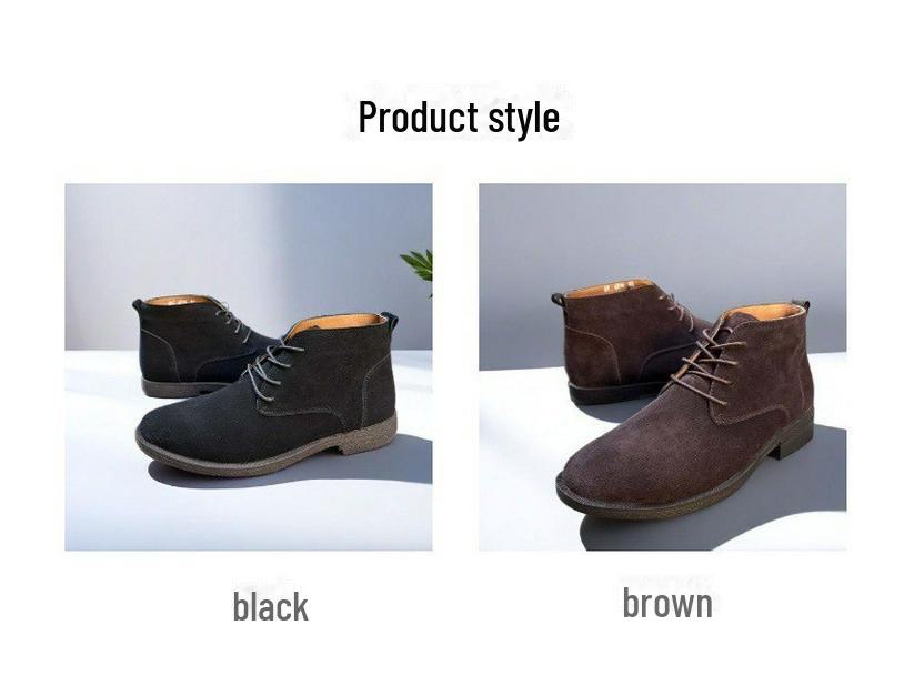 Men's Frosted Leather Mid-Top Winter Desert Boots In British Style