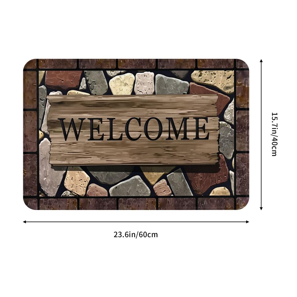 Floral And Letter Graphic Front Door Mat Anti-Slip Indoor Absorbent  Doormat Living Room  Entrance Rug Carpet