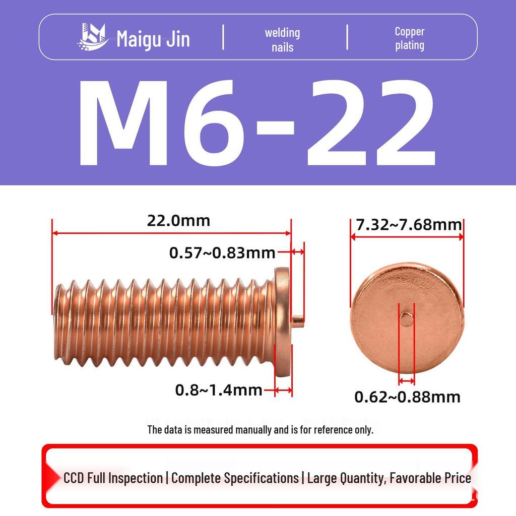 PT-M3M4M5M6M8 Copper-Plated Carbon Steel Projection Weld Studs and Screws