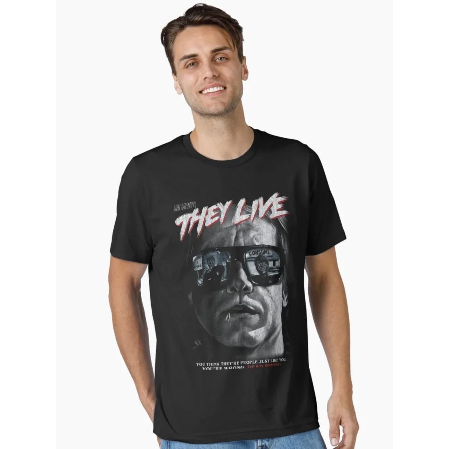 

80s Scary Retro Haloween Films Vintage Movie 90s Monster Ghost Essential T-Shirt Round-neck Short-sleeved Shirt S чёрный