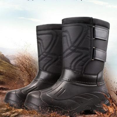 Herren-Stiefel bis zur Wade Outdoor Wasserdicht Schneestiefel Dickes Plüsch Warm Winter Botas Rutschfest Angelstiefel Winter Baumwolle Gummistiefel