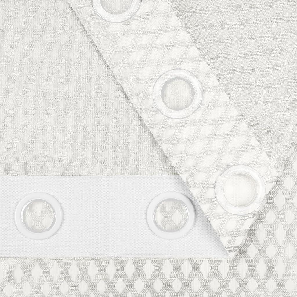 Perdele 1,5 Metri Lungime Set de 2 | Imprimeu Diamante | Perdele de Tul | Perdea Transparentă pentru Sufragerie | (118 X 152 Cm, Alb Off)