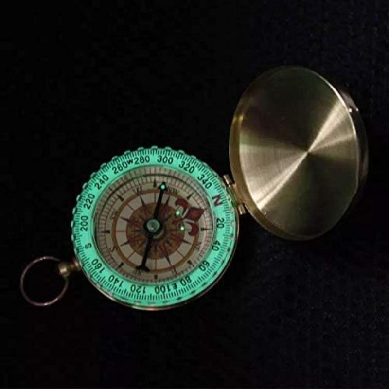 Camping Survival Pocket Compass - Heavy Duty Copper Clamshell Waterproof Glow-in-the-Dark Kids Compass