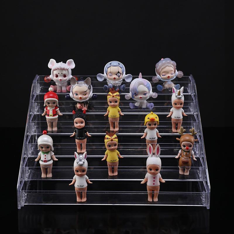 Display Rack Transparent Doll Storage Shelf Plastic Makeup Organizer Racks Desk Photo Card Anime Badge Shelves Table Accessories