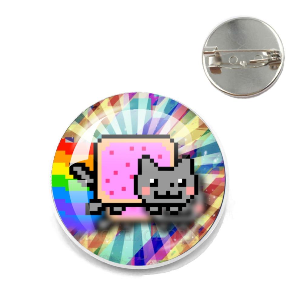 

Cute Cat Rainbow Cat Funny Meme Pins Clothing Bag Accessories Brooch Cartoon Science Fiction Badge Jewelry Friends Gift 25MM
