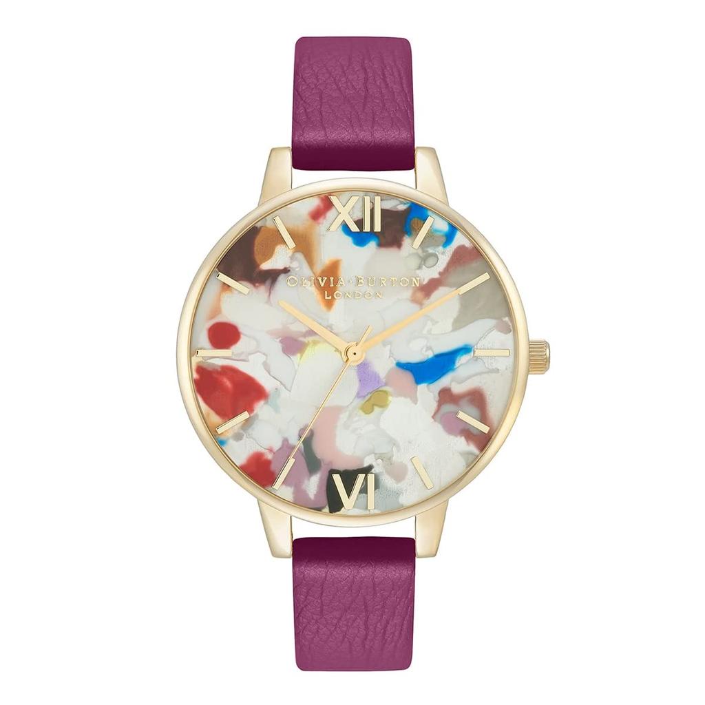 Olivia Burton Pop Art Demi Eco Confetti Dial Orchid Pale Gold Mesh Watch with Strap Set Women's &
