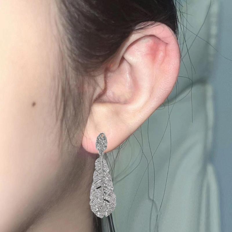 Vintage Crystal Hook Earrings Stylish Dangle Earrings with Feathered Motifs Suitable for Formal and Casual Wear