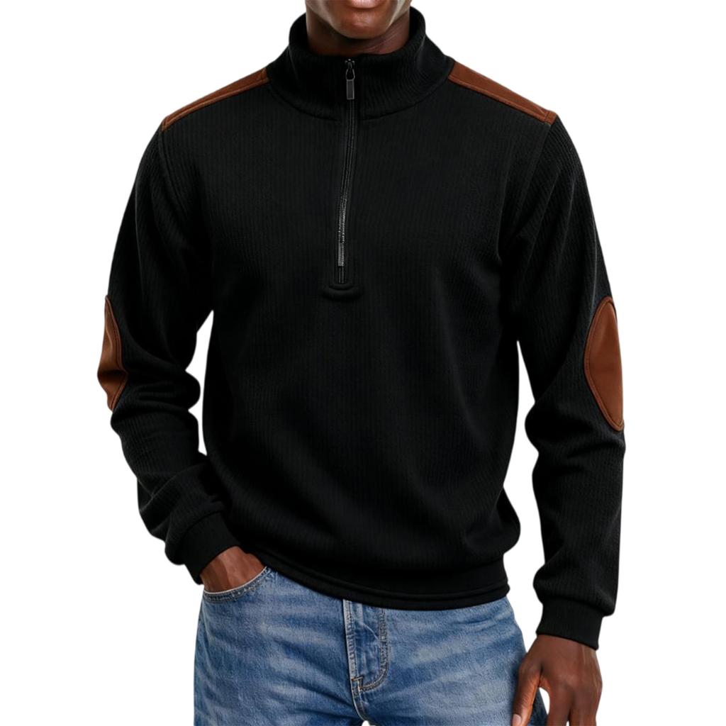 Sudadera Color Block con Media Cremallera y Cuello Alto para Hombre Sudadera Deportiva de Talla Grande Casual con Cuello Alto para Hombre