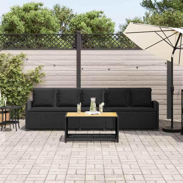 VidaXL Garden Sofa with Cushions 5-seater Black Braided Resin, Outdoor Sofa, Garden Sofa 5-seater, Sofa 4104112