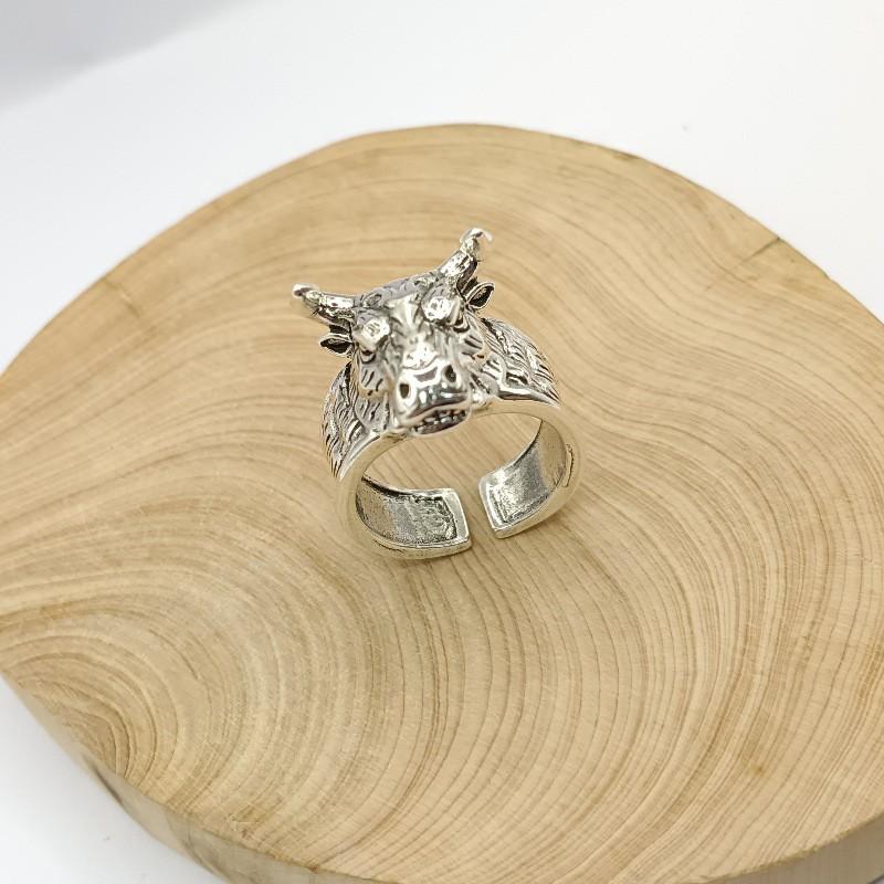 Adjustable Ox Head Ring Men Women Vintage Style Plated Animal Signet Band Retro Geometric Jewelry