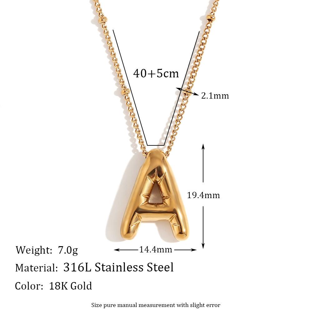 Stainless Steel 18K Gold Plated Alphabet Pendant Necklace