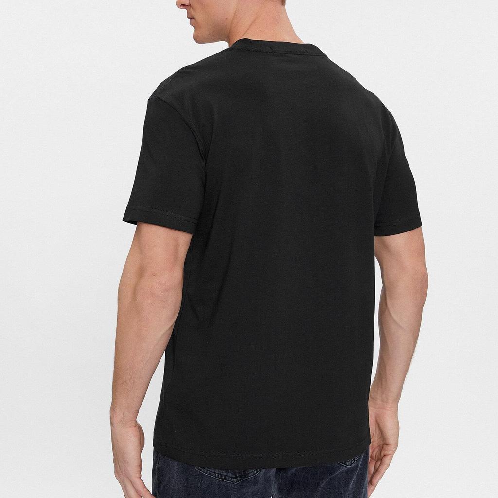 Calvin Klein T-shirt girocollo da uomo con stampa logo aderente Top Neri J30J324671-BEH