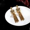 Vintage Fan-Shaped Tassel & Bell Earrings - Retro Ethnic Style for Women
