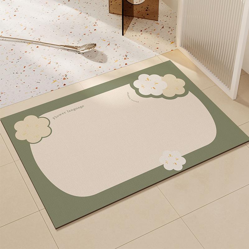 

Коврик для ванной комнаты с цветочным узором, впитывающий воду, противоскользящий коврик с диатомовой грязью, коврик для туалетной двери, быстросохнущий коврик для ног в ванной 30 * 40cm