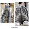 Knitted striped wide-leg pants women's spring and autumn new lazy wind glutinous rice pants high waist walking sports casual pants