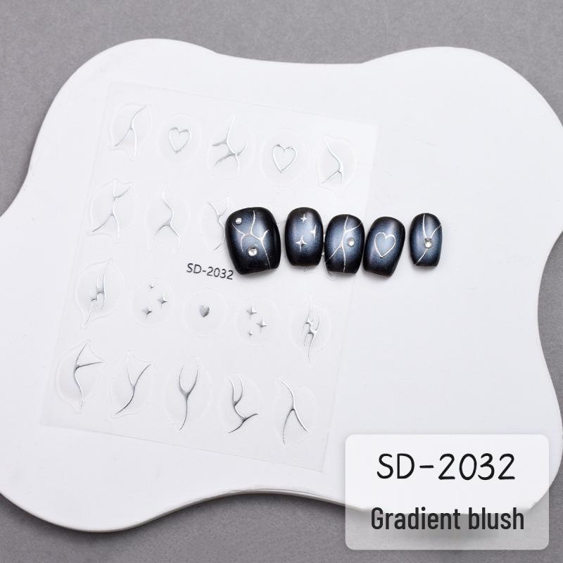 Thin & Durable Nail Stickers: Classic Silver Blush Gradient with Hearts & Stars Decals