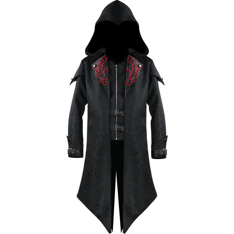 

2024 Men s Gothic Medieval Patchwork Coat - European & American Retro Dark Halloween Jacket S