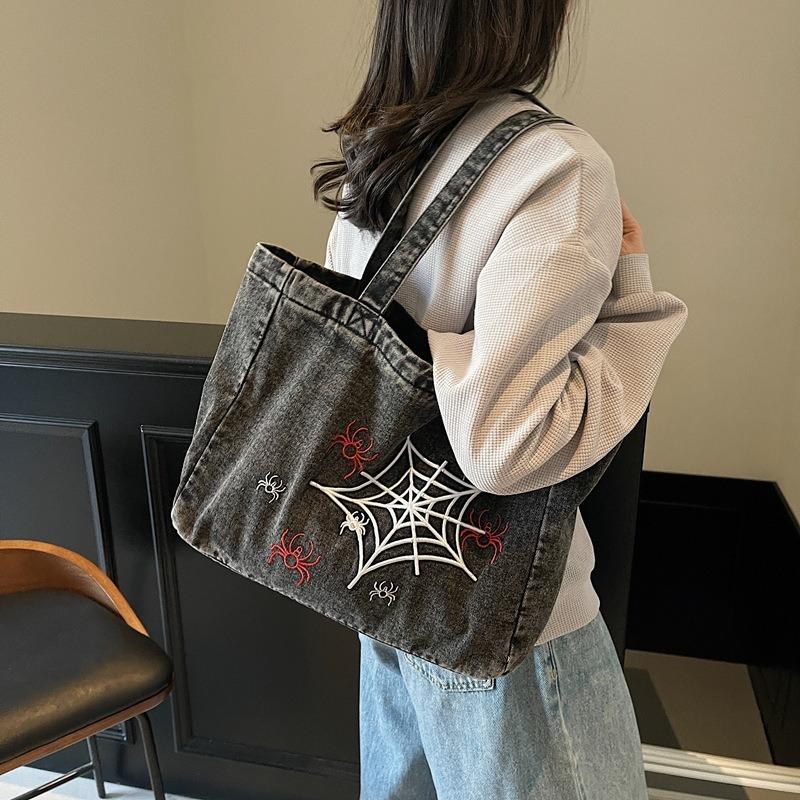 Denim bag women's large-capacity new summer versatile shoulder bag college student class bag tote bag