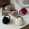 French Satin Rose Hair Tie - Elegant Retro Elastic Band