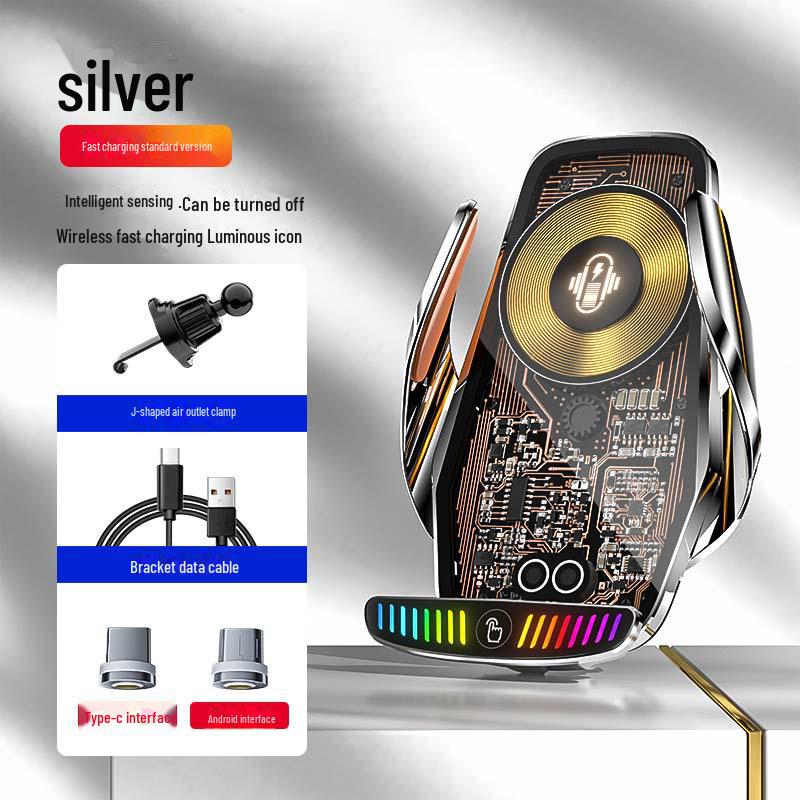 66W Magnetic Wireless Car Charger with Auto-Clamping Phone Holder and LED Light