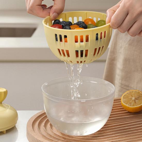 Manual Salad Spinner 3-in-1 Fruit Veggie Washer Dryer And Storage Basket BPA-Free Vegetable Dehydrator with Non-Slip Base