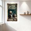 Vintage Metal Tin Sign 'If It Doesn’t Challenge You It Don’t You It Change!' Fitness Dumbbells Motivational Wall Decor for Home