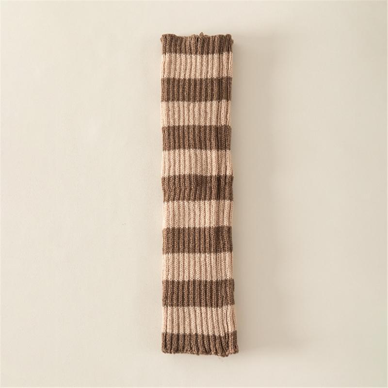 Contrast Color Striped Leg Warmers for Women Girls Ribbed Knitted Boot Covers Over Calf Socks for Dance Parties Hosiery