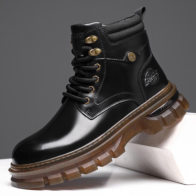 

Зимние рабочие ботинки для мужчин, для активного отдыха, кожаные, теплые, на меху, зимние ботильоны, для ходьбы, высокие, мужские, на шнуровке, нескользящие, водонепроницаемые, треккинговые ботинки 38