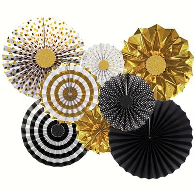 8pcs Vibrant Hanging Paper Fans - Festive Decorations for Weddings, Birthdays, Showers - Create a Magical Atmosphere, Easy Assembly