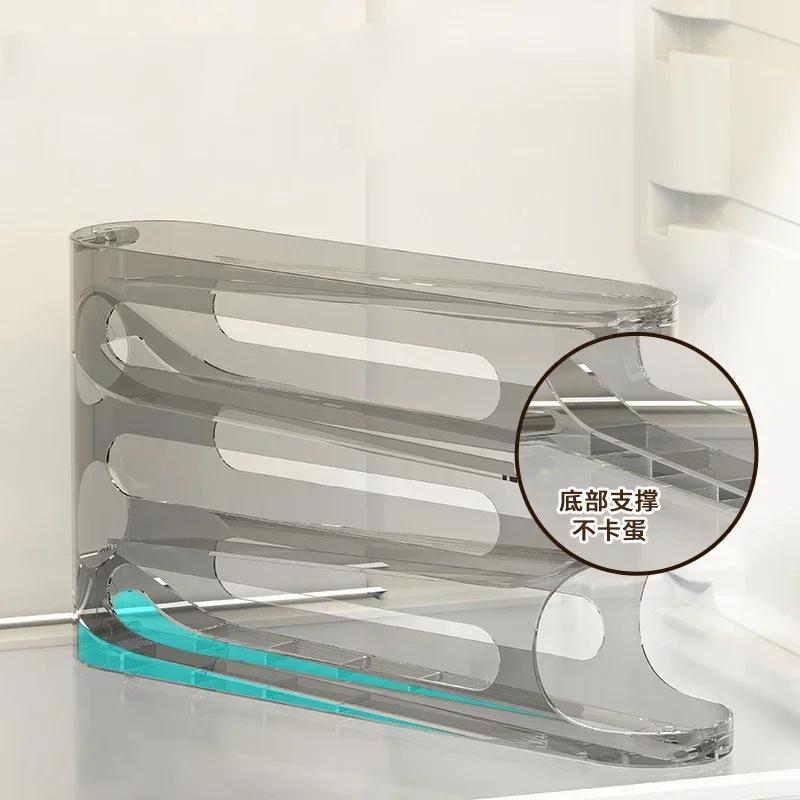 4-layer Transparent Slide Egg Storage Box Ladder Egg Box Storage Refrigerator Side Door Large Capacity Automatic Egg Roller