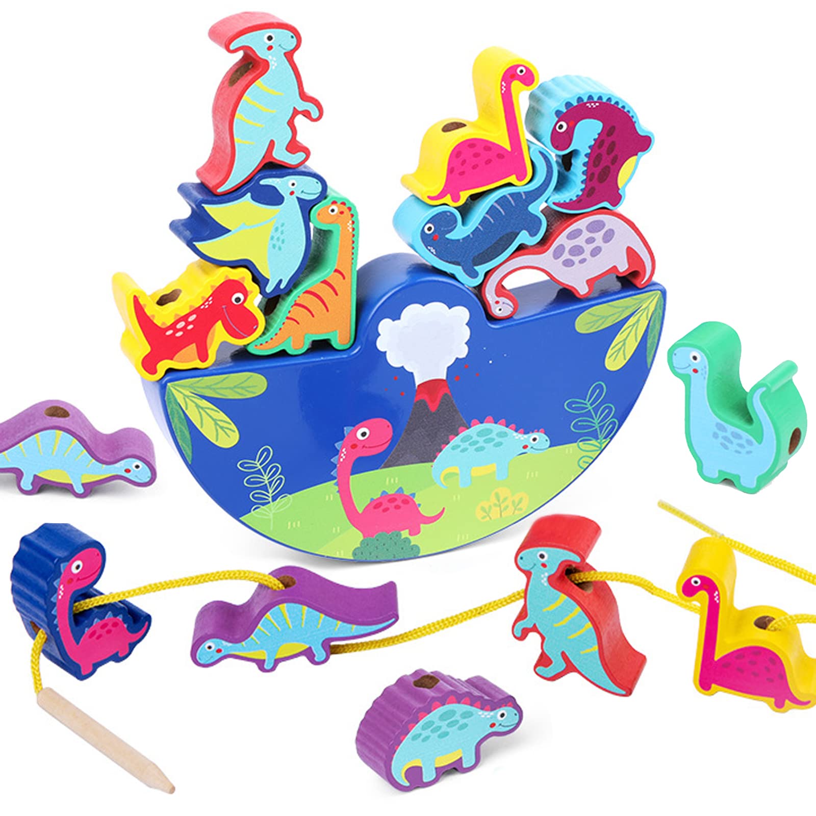 

CORPER TOYS Деревянная нанизывание Строительство Баланс Динозавр Динозавр Динозавр Баланс Цвет Рука Строительство Деревянный Рождественский Красочный Пазл, Игрушка, Блоки,