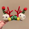 Merry Christmas Decor Christmas Elk Hairpin Sequin Bowknot Children Deer Antler Hair Clip Korean Hair Accessories Star
