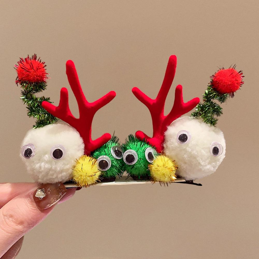 Merry Christmas Decor Christmas Elk Hairpin Sequin Bowknot Children Deer Antler Hair Clip Korean Hair Accessories Star