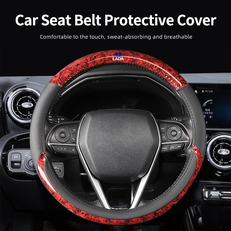 Breathable Leather Steering Wheel Cover For Lada Priora Sedan Sport Kalina Granta Vesta Niva Largus Vaz Samara 2110