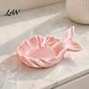 Pearlescent Makeup Tray Fishtail Jewelry Storage Tray, Large Capacity Groove Design, Milky White Vanity 3D Printing Desktop Ornament, for Rings