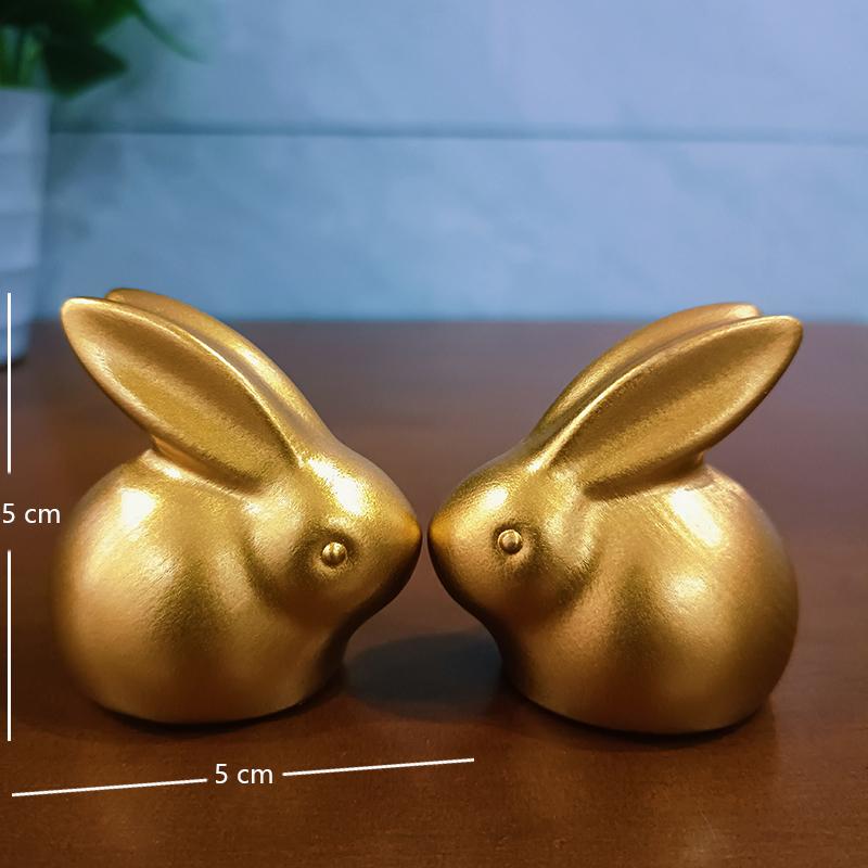 2PCS Stone Jade Colour Rabbit Double Statue Mascot Animal Cartoon Bunny Figurine Ornament Gift Resin Home Car Desktop Decoration