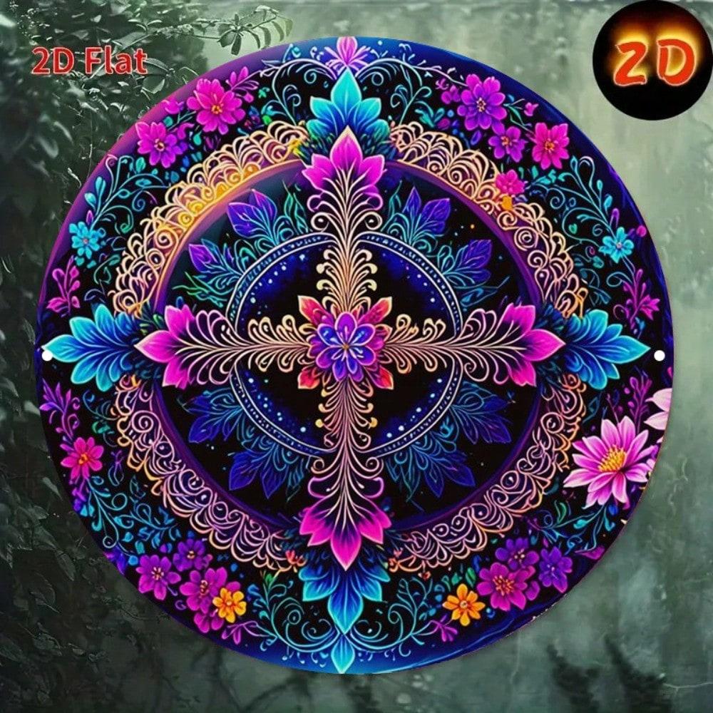 

Vintage Metal Wall Art 8x8 Inch Retro Decor Sign Aluminum Plaque Symmetrical Pattern 20x20 різнокольоровий