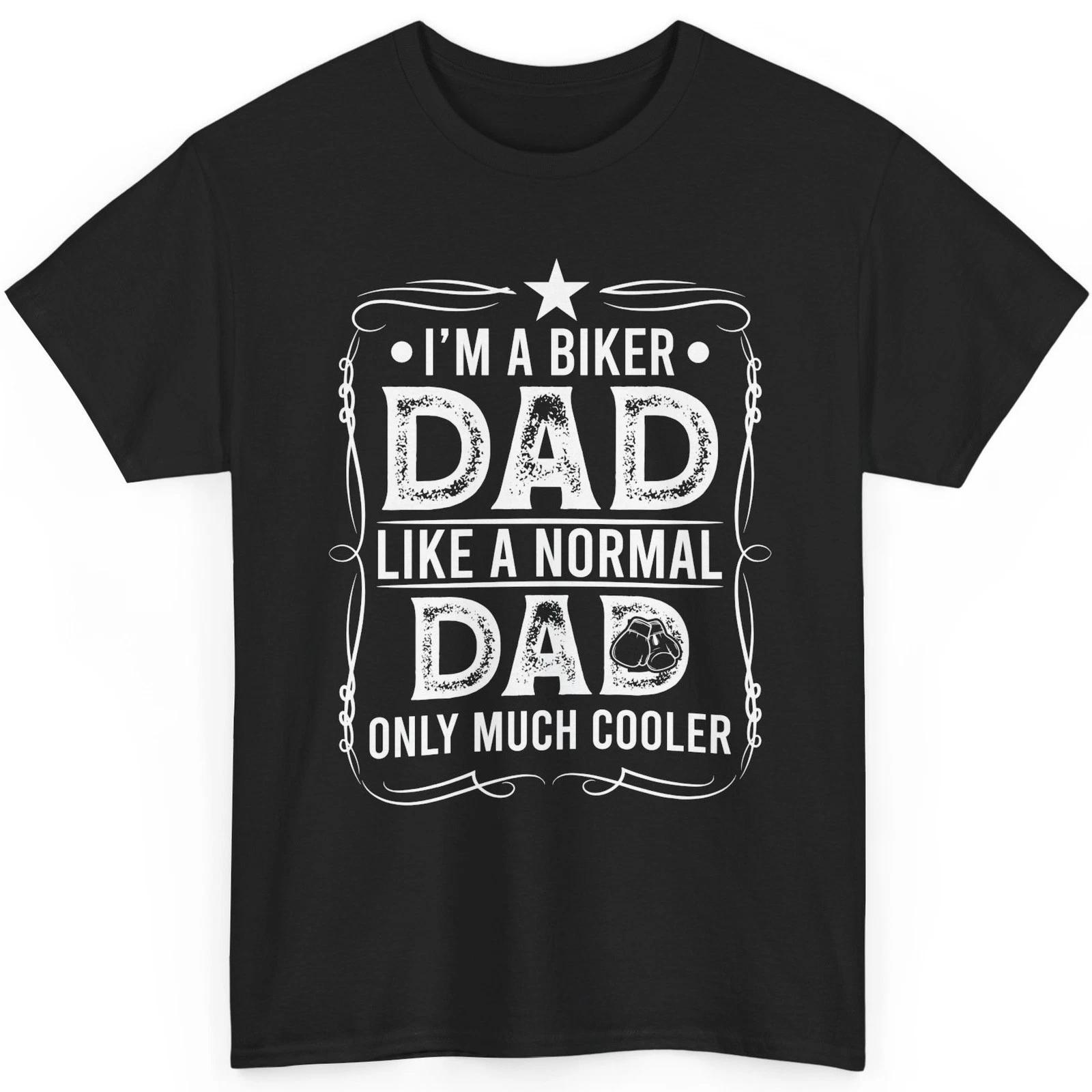 Vintage Biker Dad T Shirt Father Gift Graphic Tee Like Normal Dad Only Cooler L