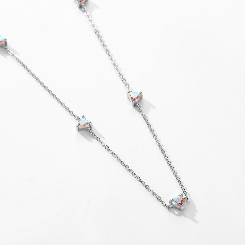 MODIAN Colier cu lanț de zale cu zirconiu colorat din argint 925, pandantiv cu inimi multiple pentru femei, bijuterii fine de nuntă